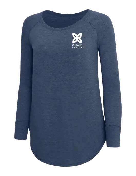 Womens Perfect Wide Collar Tunic Tri-Blend Navy Frost 4.5 oz T-Shirt w/Curana Health Logo