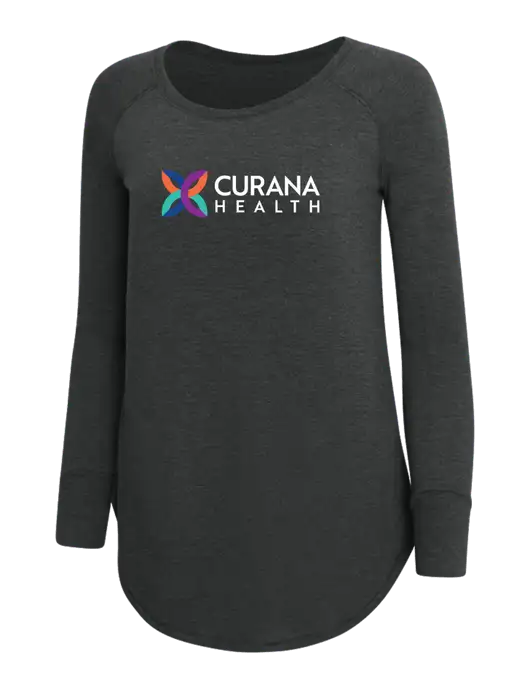Womens Perfect Wide Collar Tunic Tri-Blend Black Frost 4.5 oz T-Shirt w/Curana Health Logo