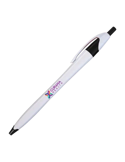 Novella White/Black Classic Pen - Blue Ink w/Curana Health Logo