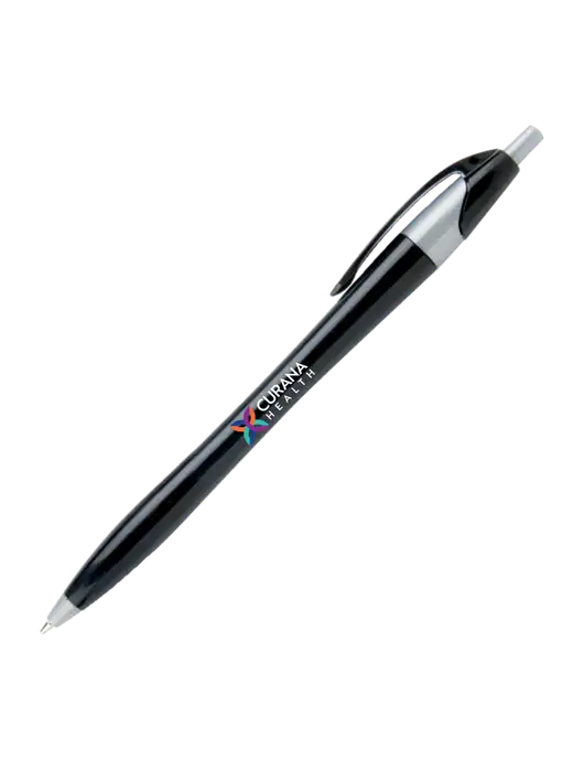 Novella Black/Silver Corporate Pen - Blue Ink w/Curana Health Logo