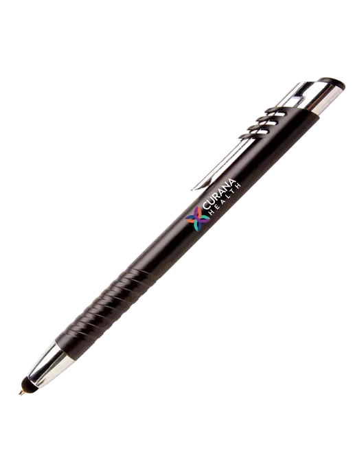 Schirhart Black Stylus Pen - Blue Ink w/Curana Health Logo
