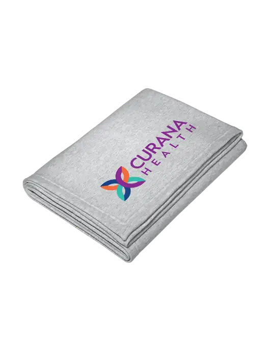 Core Light Grey Heather Fleece Sweatshirt Blanket w/Curana Health Logo