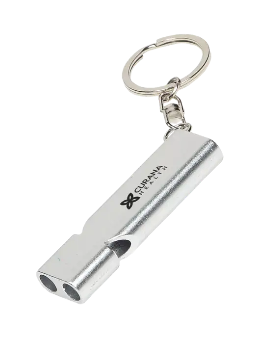 Quick Alert Silver Safety Whistle w/Curana Health Logo