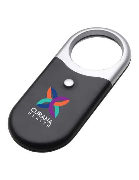 Compact Black Magnifier Light w/Curana Health Logo