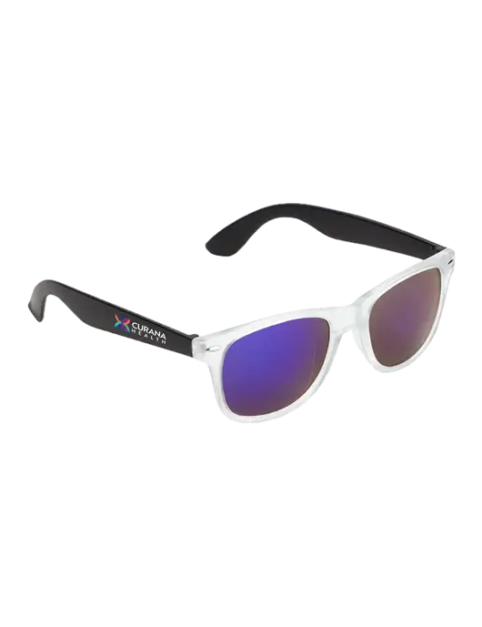 Key West Black Mirrored Sunglasses w/Curana Health Logo