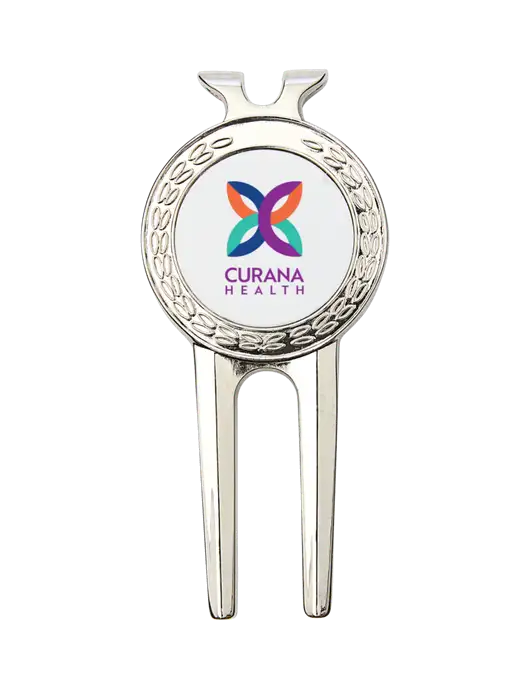 Silver Divot Tool, 1.5 x 3 w/Curana Health Logo