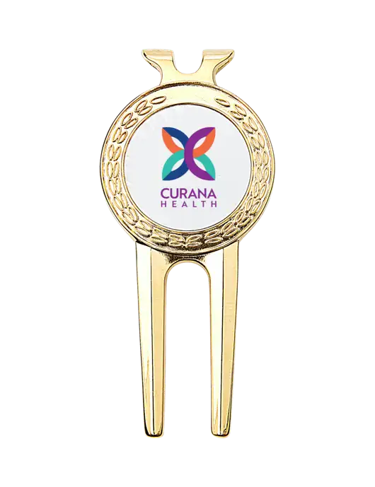 Gold Divot Tool, 1.5 x 3 w/Curana Health Logo