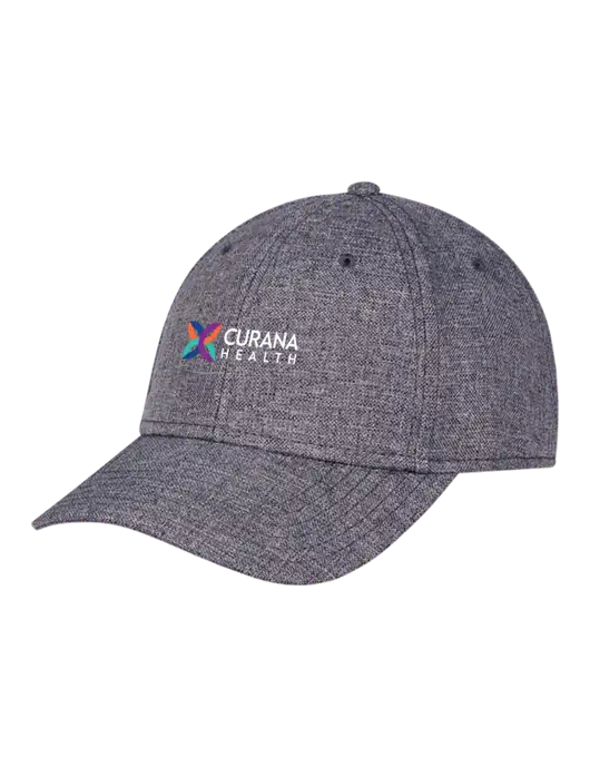 Heather Charcoal Structured Linen Look Cap Hook & Loop w/Curana Health Logo
