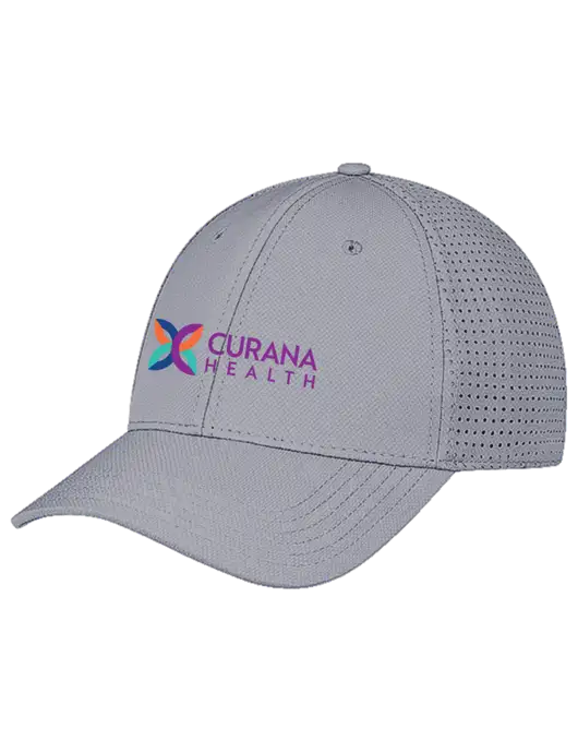 Grey Performance Stretchable Cap Hook & Loop w/Curana Health Logo