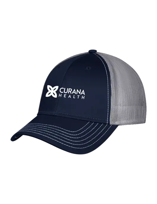 Navy & Grey Mesh Trucker Cap Snap Back w/Curana Health Logo