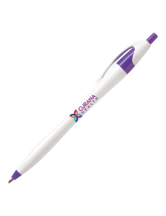 Novella Purple/White Splash Pen - Blue Ink w/Curana Health Logo