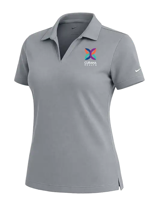 NIKE Medium Grey Womens Dri-Fit Micro Pique Polo w/Curana Health Logo