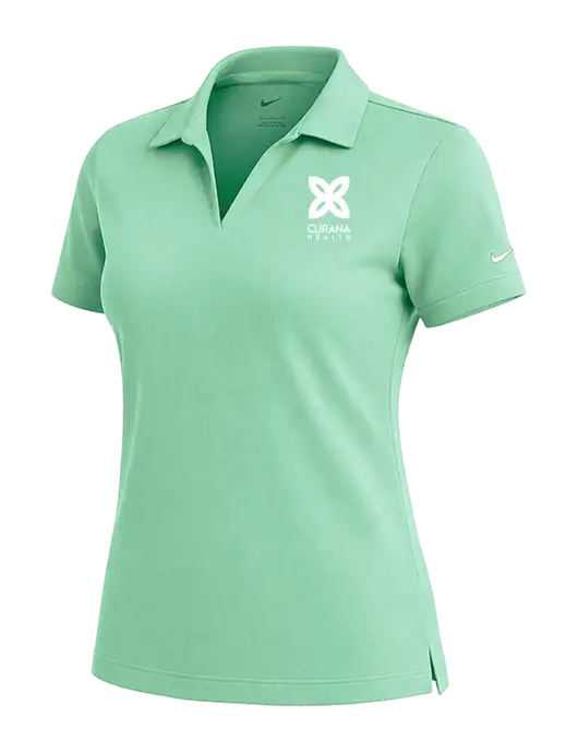 NIKE Very Light Green Womens Dri-Fit Micro Pique Polo w/Curana Health Logo