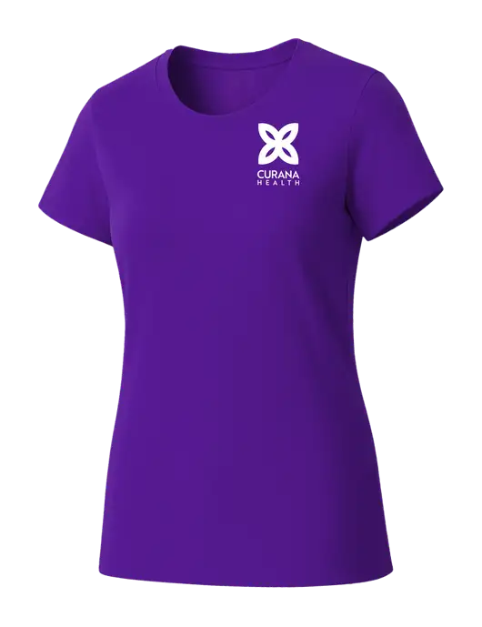 Womens Seriously Soft Purple T-Shirt w/Curana Health Logo