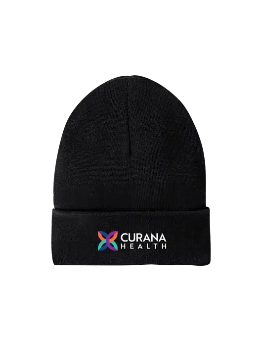 Recycled Black Beanie w/Curana Health Logo