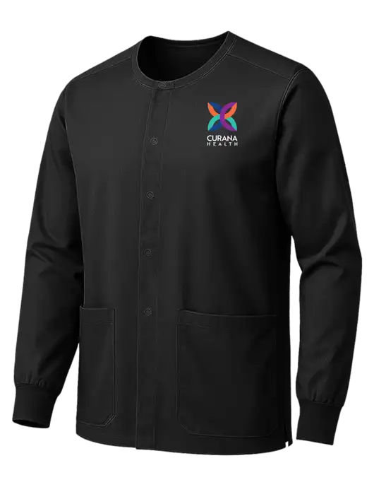 Wink Black Unisex WorkFlex Snap-Front Scrub Jacket w/Curana Health Logo