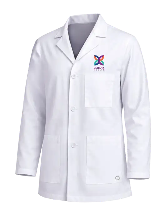 Wink White Mens Consultation Lab Coat w/Curana Health Logo