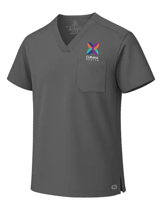 Wink Pewter Unisex WorkFlex Chest Pocket V-Neck Top  w/Curana Health Logo