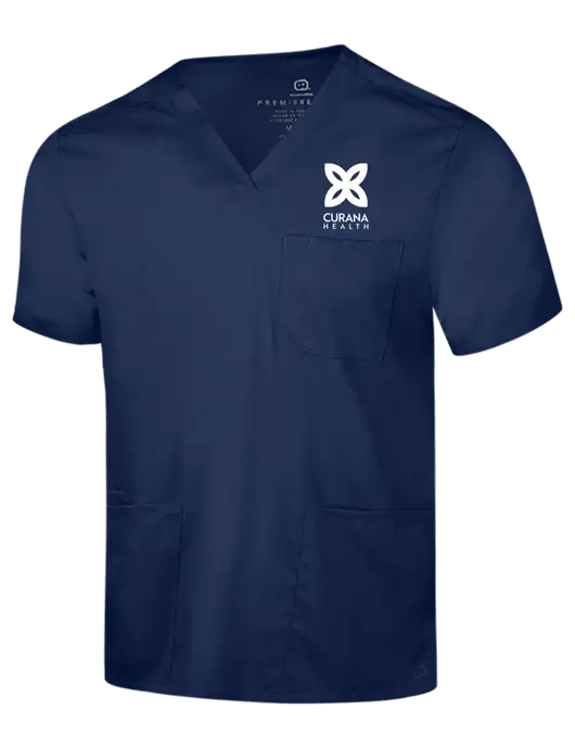 Wink Navy Mens Premiere Flex V-Neck Top w/Curana Health Logo