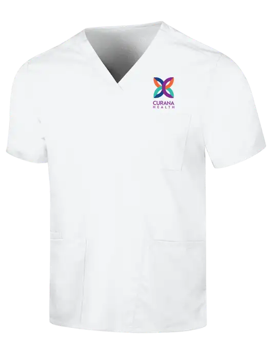 Wink White Mens Premiere Flex V-Neck Top w/Curana Health Logo