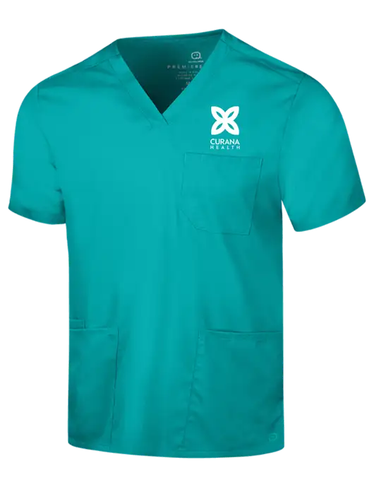 Wink Teal Blue Mens Premiere Flex V-Neck Top w/Curana Health Logo