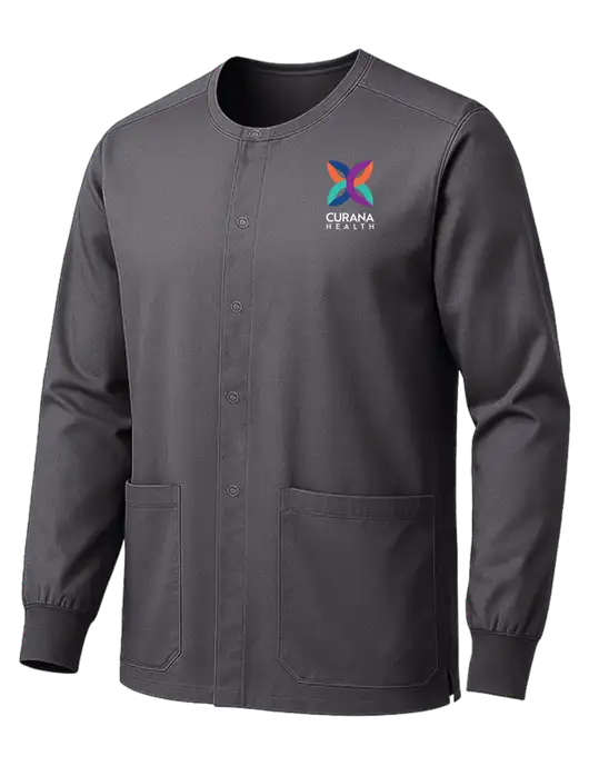 Wink Pewter Unisex WorkFlex Snap-Front Scrub Jacket w/Curana Health Logo