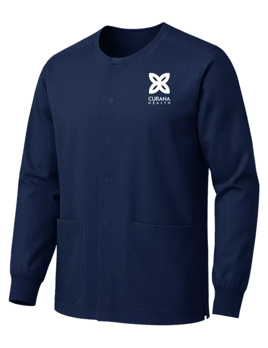Wink Navy Unisex WorkFlex Snap-Front Scrub Jacket w/Curana Health Logo