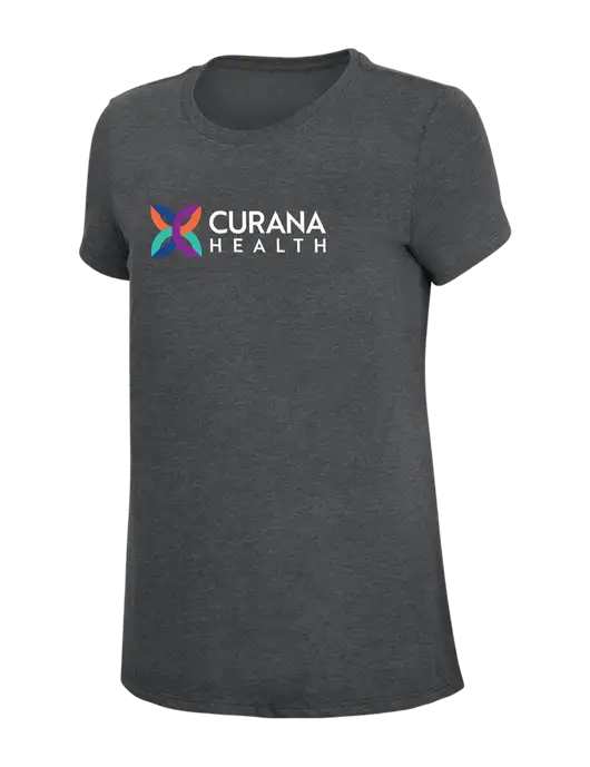 Womens Simply Soft Charcoal 4.5oz Poly/Combed Ring Spun Cotton T-Shirt w/Curana Health Logo