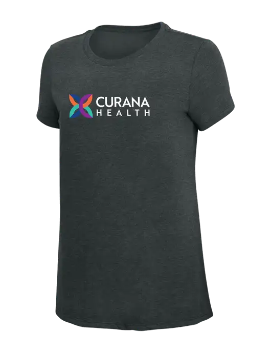 Womens Simply Soft Black Frost 4.5oz Poly/Combed Ring Spun Cotton T-Shirt w/Curana Health Logo