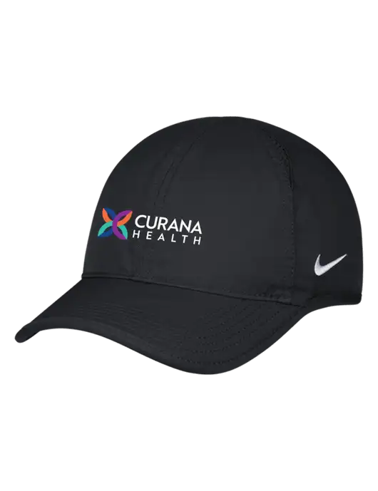 Nike Black Featherlight Cap w/Curana Health Logo