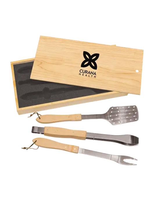 Wood BBQ Gift Set w/Curana Health Logo
