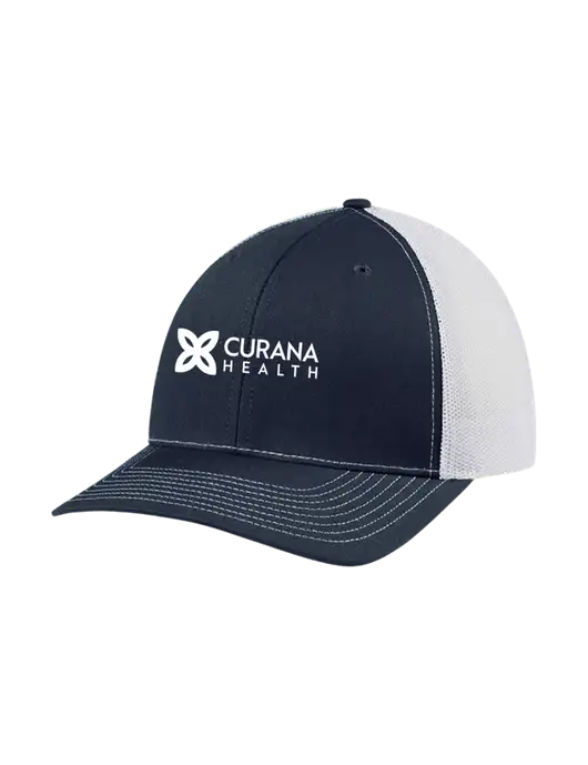 Richardson Adjustable Snapback Original 112 Trucker Cap Navy w/White Mesh w/Curana Health Logo