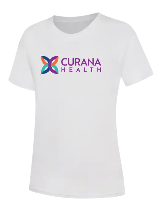 Womens White Core Blend Tee w/Curana Health Logo