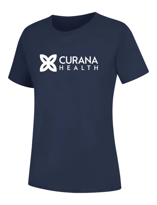 Womens Navy Core Blend Tee w/Curana Health Logo