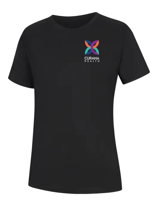 Womens Black Core Blend Tee w/Curana Health Logo