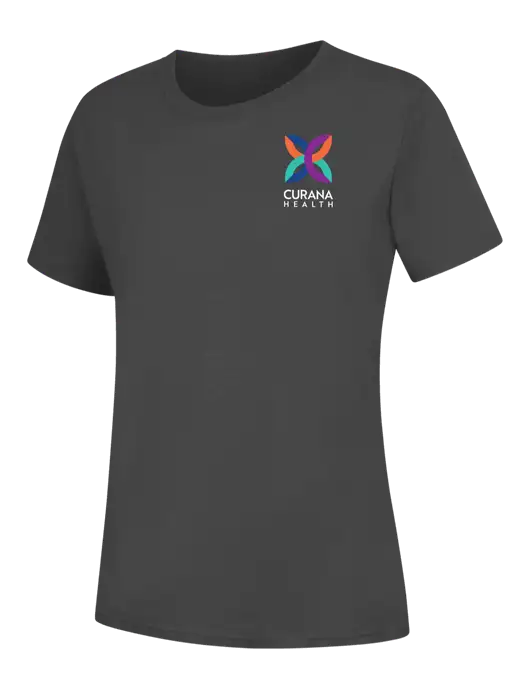 Womens Charcoal Core Blend Tee w/Curana Health Logo
