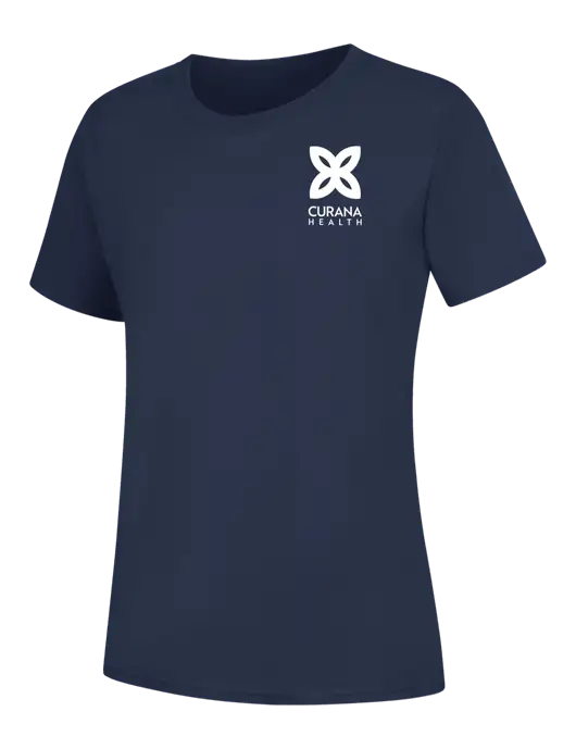 Womens Navy Core Blend Tee w/Curana Health Logo