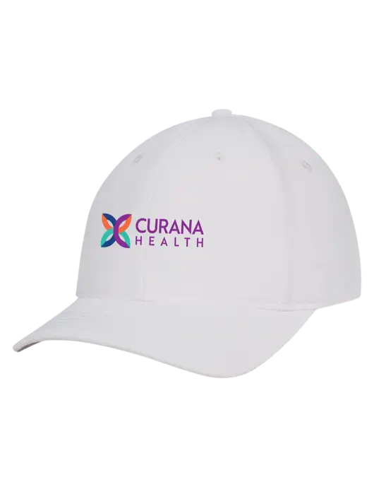 White Nylon Twill Performance Cap w/Curana Health Logo