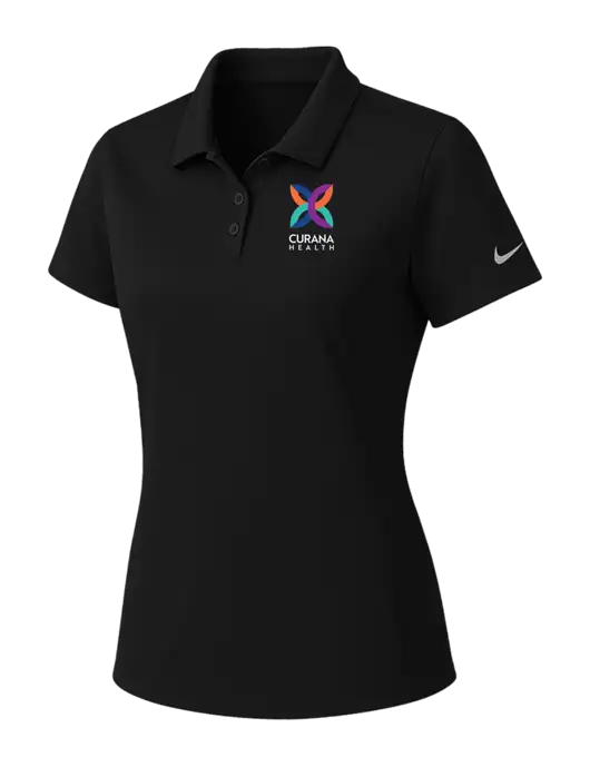 Nike Womens Black Dry Essential Solid Polo w/Curana Health Logo