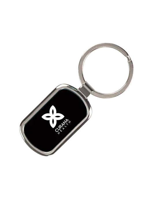 Black Laserable Rectangle Keychain w/Curana Health Logo