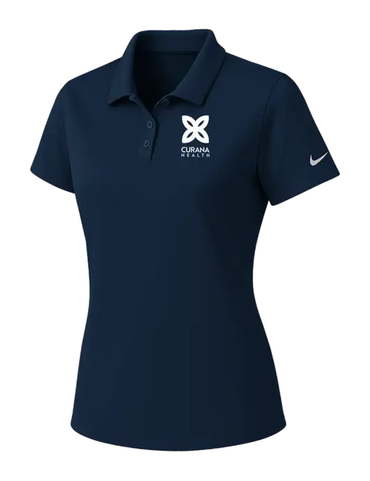 Nike Womens Navy Dry Essential Solid Polo w/Curana Health Logo
