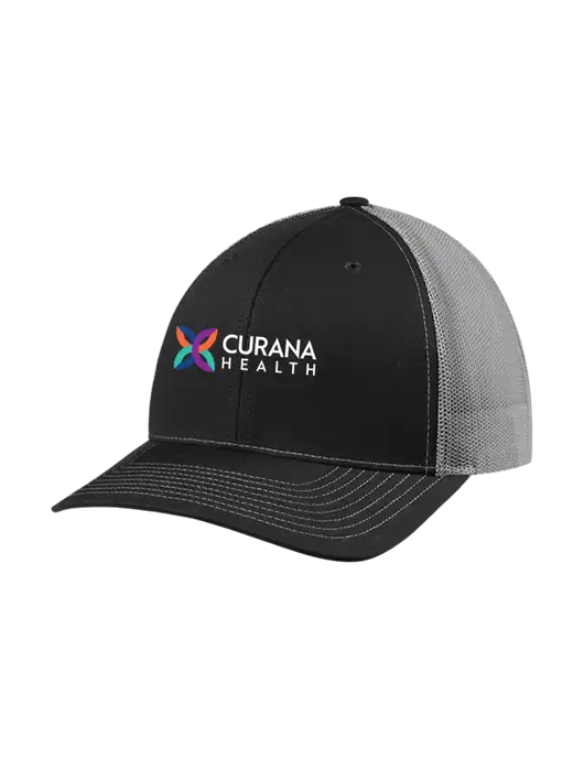 Richardson Adjustable Snapback Original 112 Trucker Cap Black w/Charcoal Mesh w/Curana Health Logo