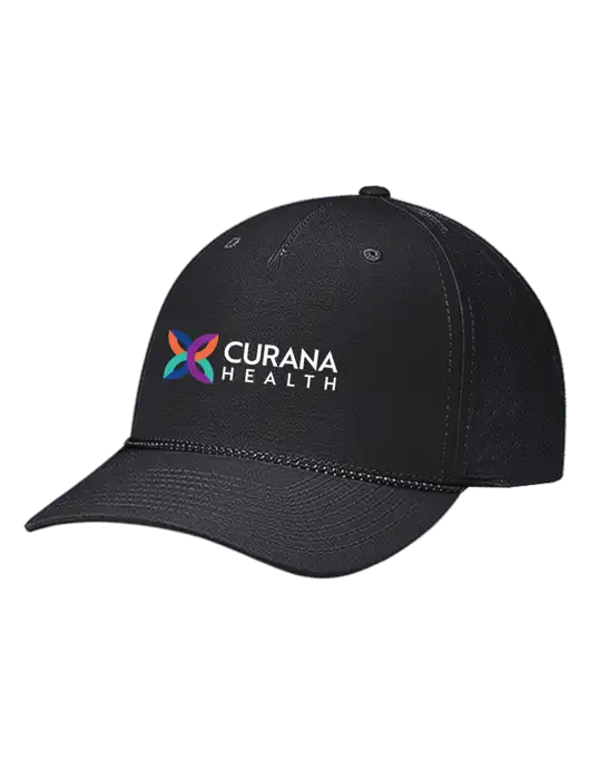 Richardson Laser Perf Performance Black/Black-Grey Rope Cap w/Curana Health Logo