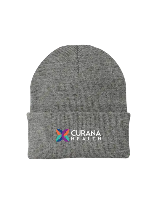 Medium Grey Heather Knit Cap w/Curana Health Logo