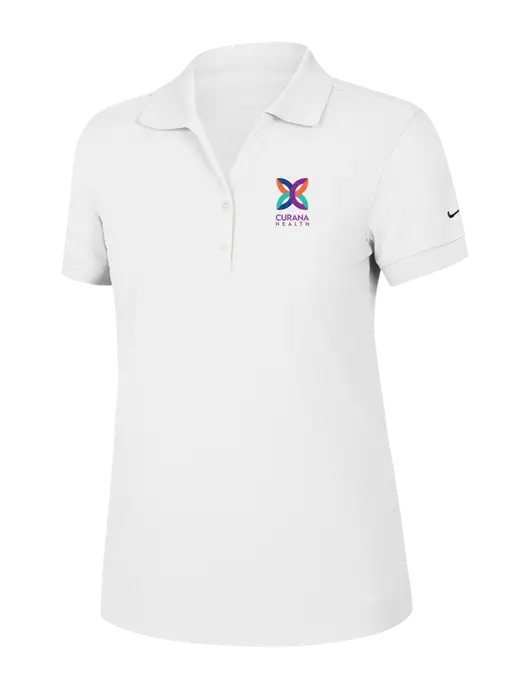 Nike Womens Dri-FIT Classic White Polo w/Curana Health Logo