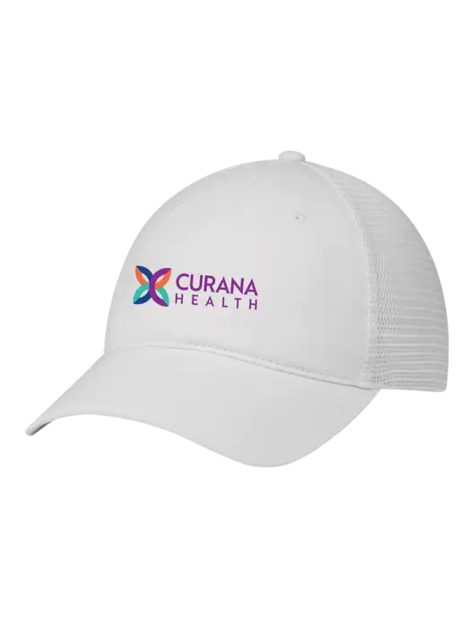 Richardson 111 Garment Washed Trucker Cap White w/White Mesh w/Curana Health Logo