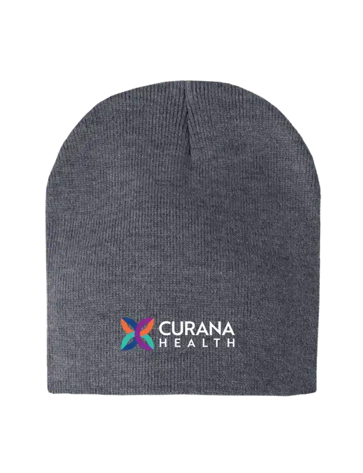 Dark Grey Heather Element Knit Beanie w/Curana Health Logo