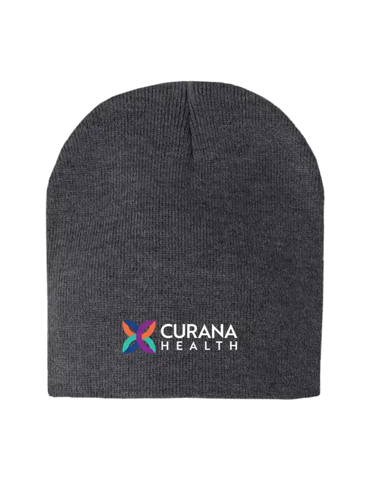 Charcoal Heather Element Knit Beanie w/Curana Health Logo