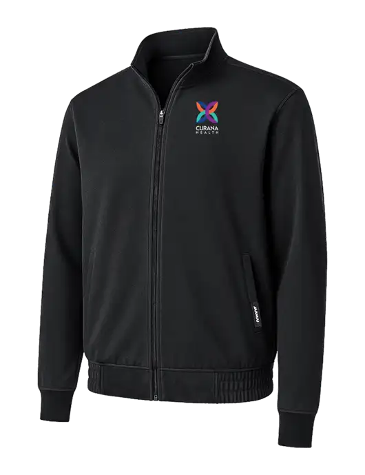 Jaanuu Wolfe Everyday Black Full-Zip 6-Pocket Scrub Jacket w/Curana Health Logo
