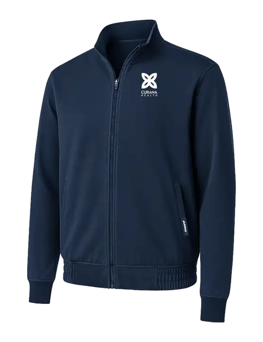 Jaanuu Wolfe Everyday Dark Navy Full-Zip 6-Pocket Scrub Jacket w/Curana Health Logo